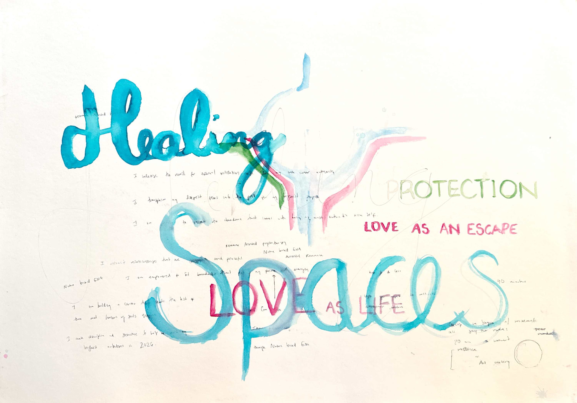 Healing Spaces — Watercolor and ink on paper