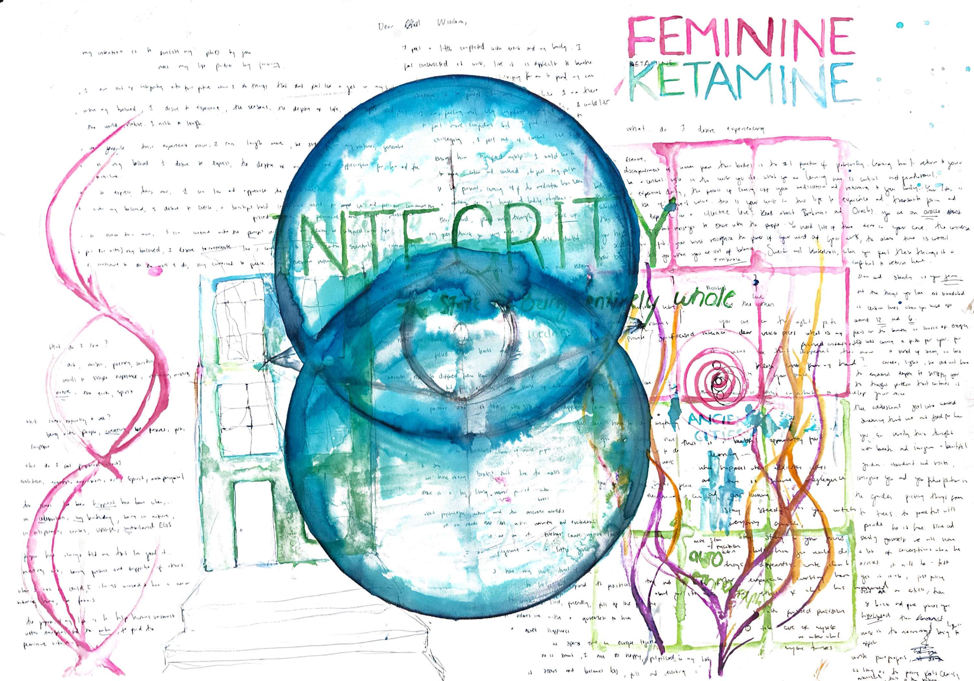 Feminine Ketamine — Watercolor and ink on paper