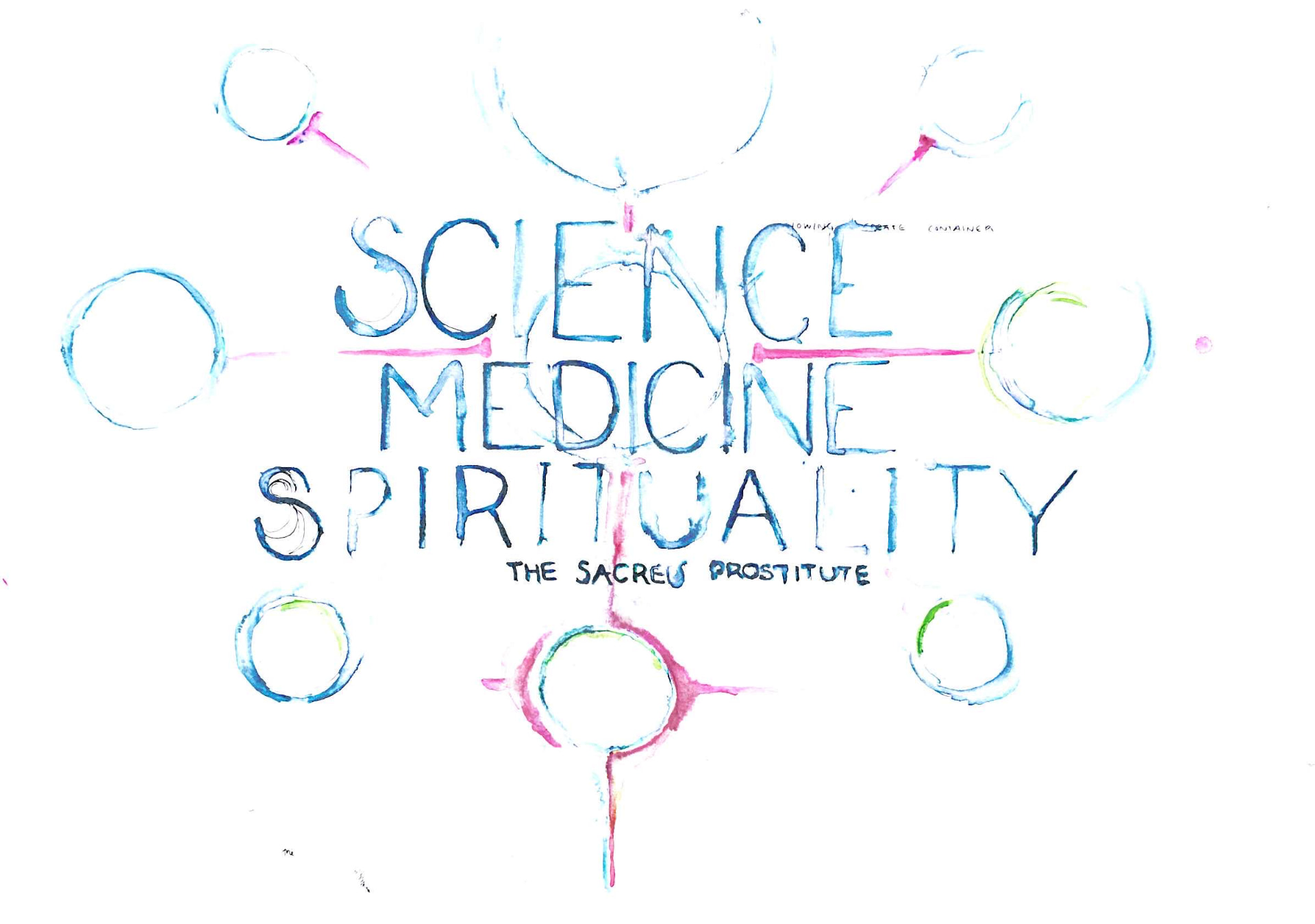 Science, Medicine, Spirituality — Watercolor and ink on paper